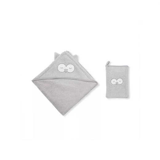 Funna Hooded Baby Towel, Grey Color, 90*90 Funna Hooded Baby Towel, Grey Color, 90*90