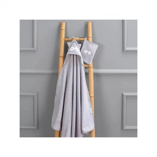 Funna Hooded Baby Towel, Grey Color, 90*90 - Funna Baby - Image 2
