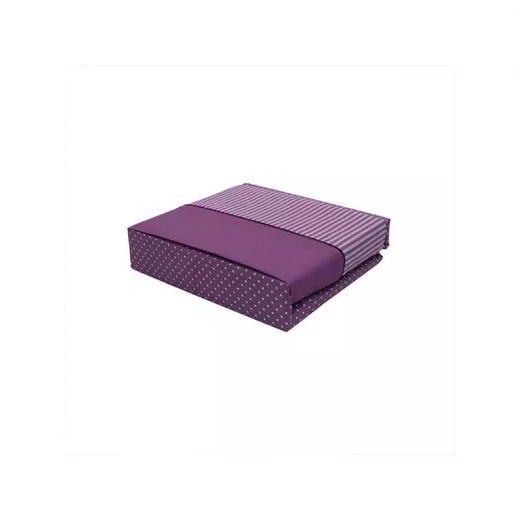 Cannon Dots & Stripes Fitted Sheet Set - Poly Cotton, Purple Color, Twin Size - Cannon - Image 2