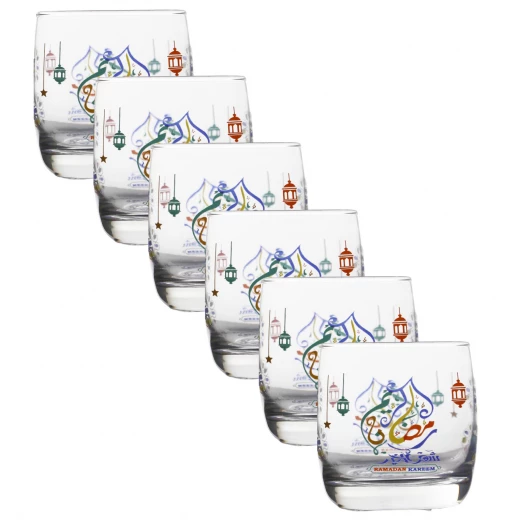 اكواب شرب بتصميم رمضان كريم, 325 مل، 6 قطع اكواب شرب بتصميم رمضان كريم, 325 مل، 6 قطع