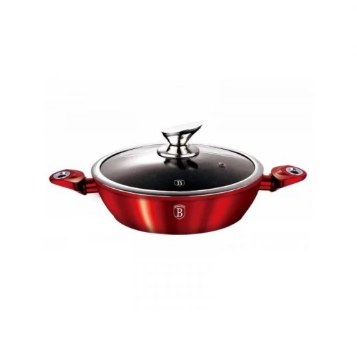مقلاة بيدين وغطاء, باللون الاحمر الغامق, قياس 32 سم من بيرلينجر مقلاة بيدين وغطاء, باللون الاحمر الغامق, قياس 32 سم من بيرلينجر
