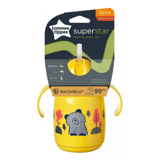 Tommee Tippee Superstar Training Straw Cup 6m+ 300ml - Yellow Tommee Tippee Superstar Training Straw Cup 6m+ 300ml - Yellow