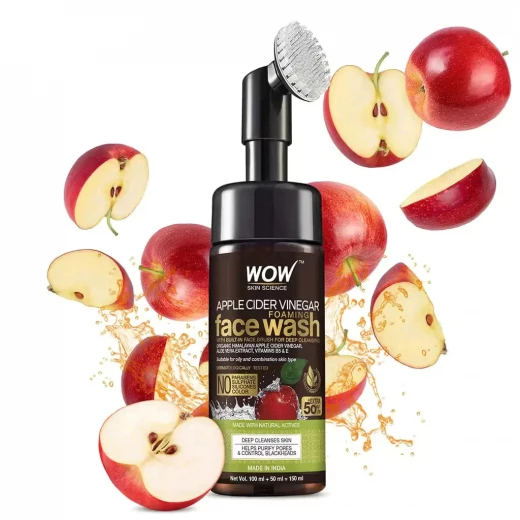 Wow Skin Science Apple Cider Vinegar Foaming Face Wash With Brush, 150ml - Wow Skin Science - Image 4