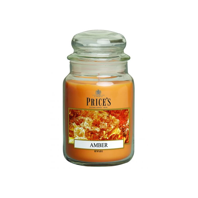 Price's Large Scented Candle Jar With Lid, Amber - Price's