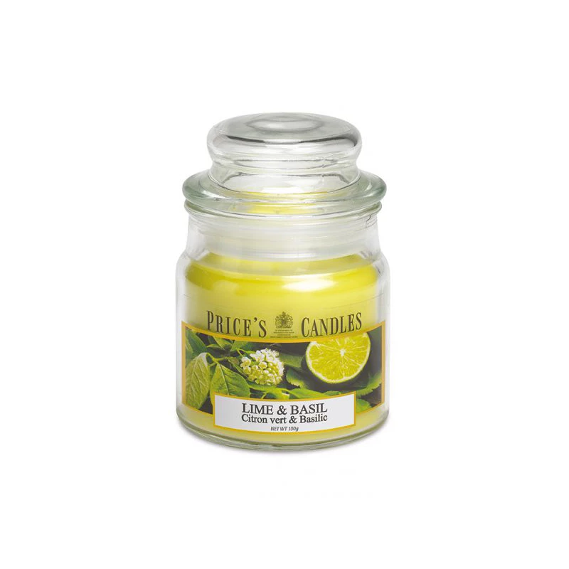 Price's Medium Scented Candle Jar With Lid, Lime & Basil - Price's