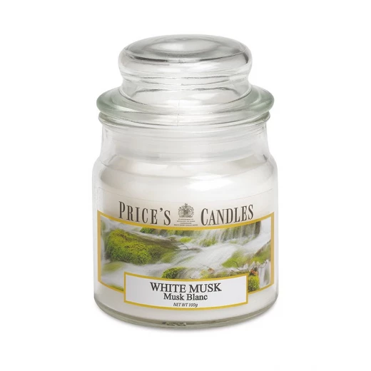 شمعة معطرة متوسطة بمرطبان وغطاء, المسك الابيض من برايسز شمعة معطرة متوسطة بمرطبان وغطاء, المسك الابيض من برايسز