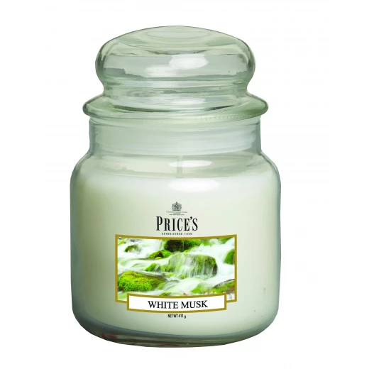 شمعة معطرة متوسطة بمرطبان وغطاء, المسك الابيض من برايسز شمعة معطرة متوسطة بمرطبان وغطاء, المسك الابيض من برايسز