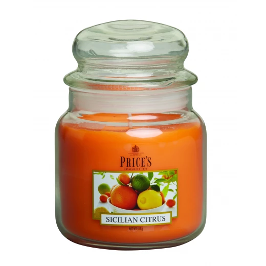 Price's Medium Scented Candle Jar with Lid, Sicilian Citrus Price's Medium Scented Candle Jar with Lid, Sicilian Citrus