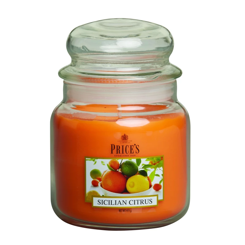 Price's Medium Scented Candle Jar with Lid, Sicilian Citrus - Price's