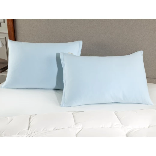 غطاء وسادة قطني, باللون الازرق, 50*70 سم, قطعتان من مدام كوكو غطاء وسادة قطني, باللون الازرق, 50*70 سم, قطعتان من مدام كوكو