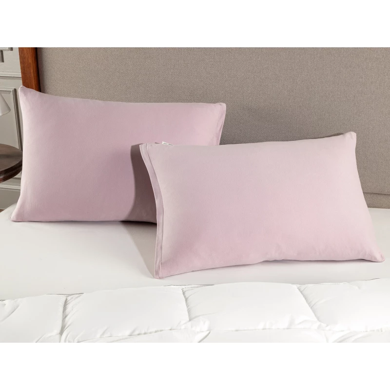 غطاء وسادة قطني, باللون الزهري, 50*70 سم, قطعتان من مدام كوكو - مدام كوكو