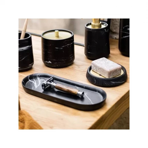 Andrea Dec Tray, Polyresin, Black Color - Andrea - Image 2