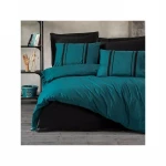 Nova Home Bitter Duvet Cover Set ,100% Cotton, Petrol & Black Color, King Size, 4 Pieces - Nova Home
