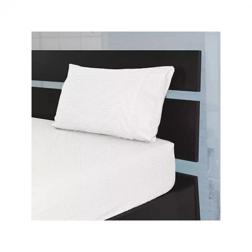 Cannon Dots & Stripes Bed Sheet Set, Poly Cotton, White Color, Twin Size, 2 Pieces Cannon Dots & Stripes Bed Sheet Set, Poly Cotton, White Color, Twin Size, 2 Pieces