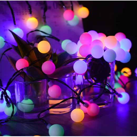 حبل إضاءة زينة رمضان ، بتصميم كرات صغيرة ، بالوان متنوعة, 3.80 متر حبل إضاءة زينة رمضان ، بتصميم كرات صغيرة ، بالوان متنوعة, 3.80 متر