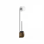 Wenko "Marrakesh" Standing Toilet Paper Holder & Toilet Brush, Pottery - Brown - Wenko