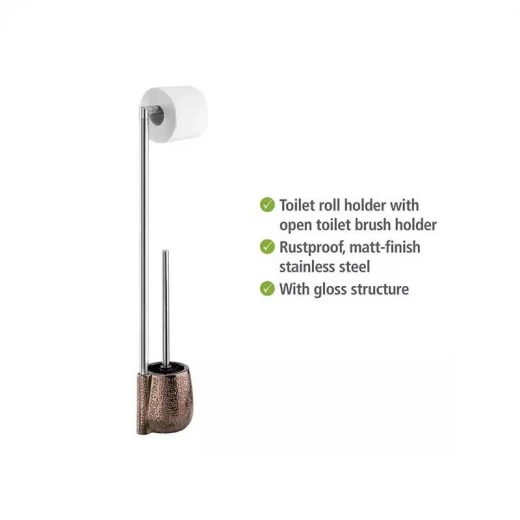 Wenko "Marrakesh" Standing Toilet Paper Holder & Toilet Brush, Pottery - Brown - Wenko - Image 2