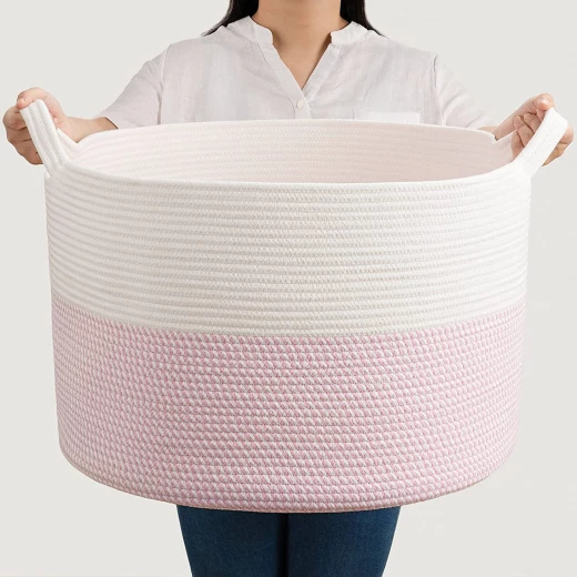 Aratextil Basket Casta, 40*55cm Size, Pink & White Color Aratextil Basket Casta, 40*55cm Size, Pink & White Color
