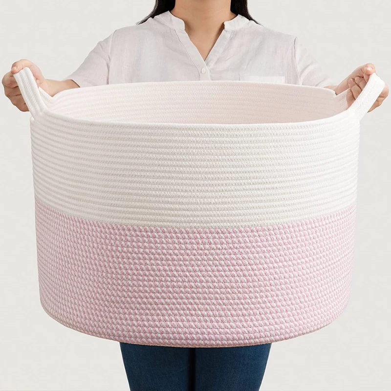 Aratextil Basket Casta, 40*55cm Size,  Pink & White Color - Aratextil