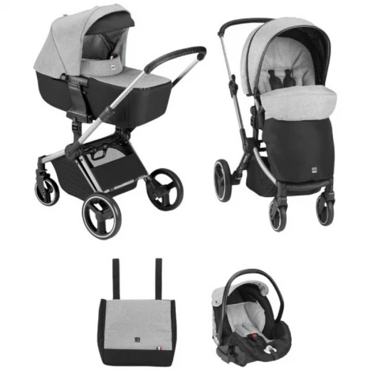 Cam Baby Stroller 3 In 1, Next Evo 933, Light Grey Color Cam Baby Stroller 3 In 1, Next Evo 933, Light Grey Color