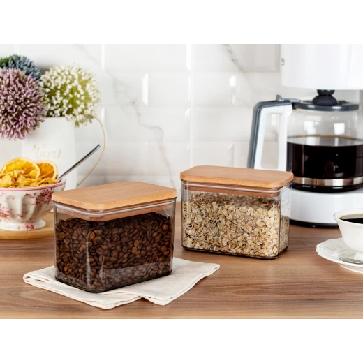 Madame Coco Storage Box With Wooden Lid 1000 Ml, 2 Pieces Madame Coco Storage Box With Wooden Lid 1000 Ml, 2 Pieces
