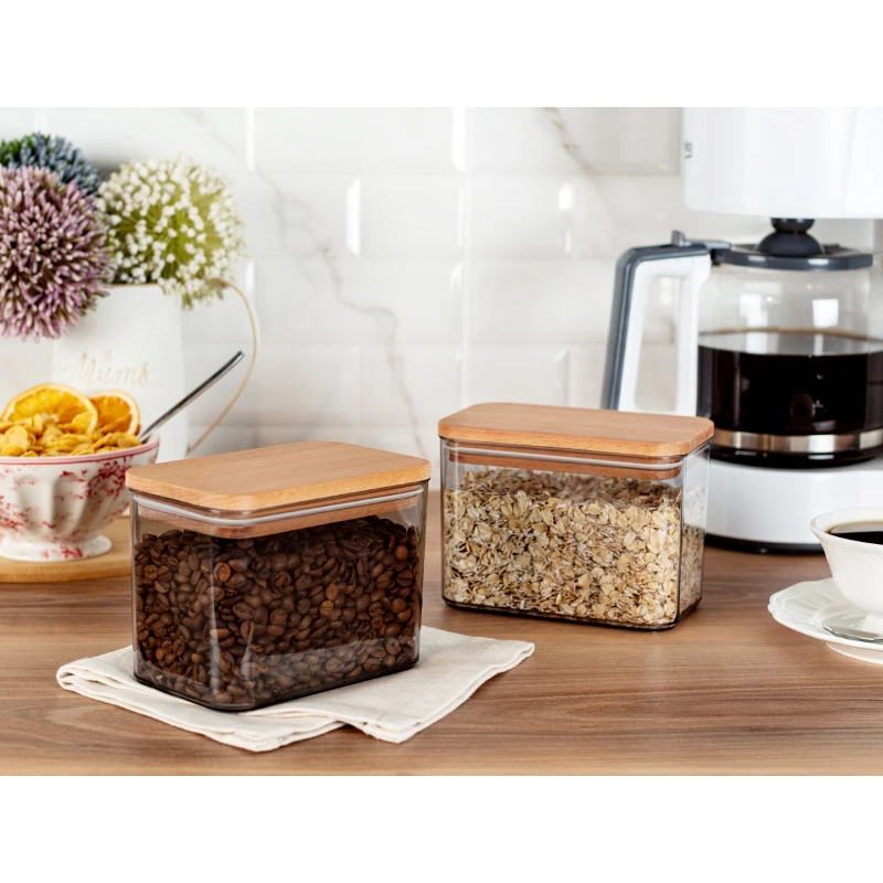 Madame Coco Storage Box With Wooden Lid 1000 Ml, 2 Pieces - Madame COCO