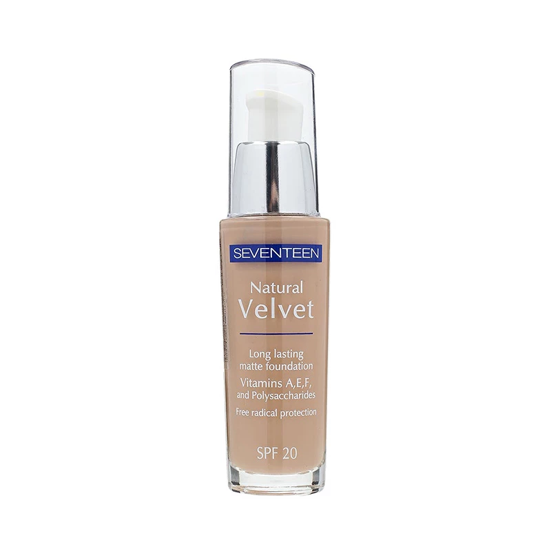 Seventeen Natural Velvet Matte Foundation Beige 6 Long Lasting Coverage All Skin Types SPF 20 Makeup - Seventeen