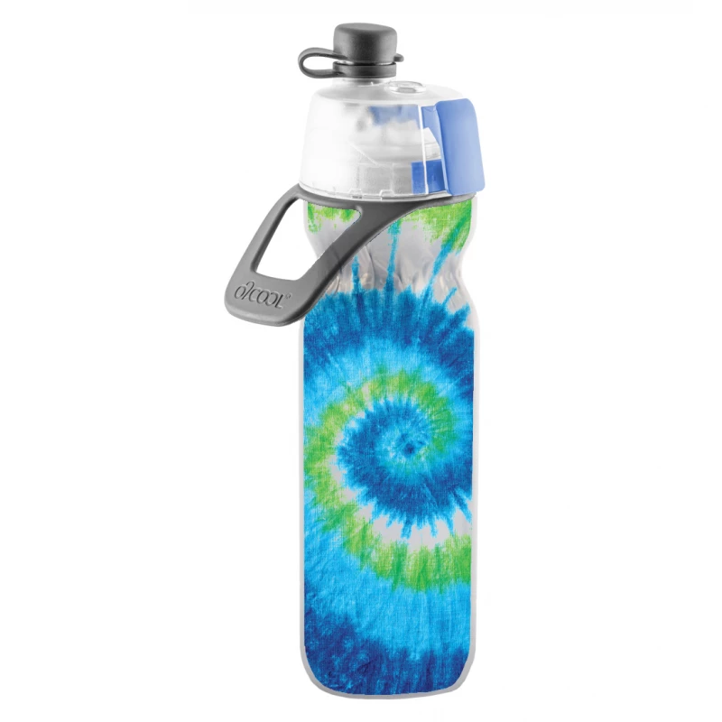O2Cool Mist N Sip Insulated Water Bottle, Green & Blue Pattern - O2Cool