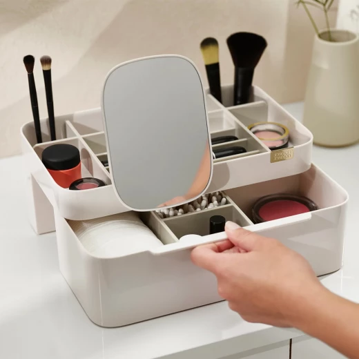Joseph Joseph Viva Makeup Organizer with Mirror for Vanity Shell Color Cosmetic Storage Joseph Joseph Viva Makeup Organizer with Mirror for Vanity Shell Color Cosmetic Storage