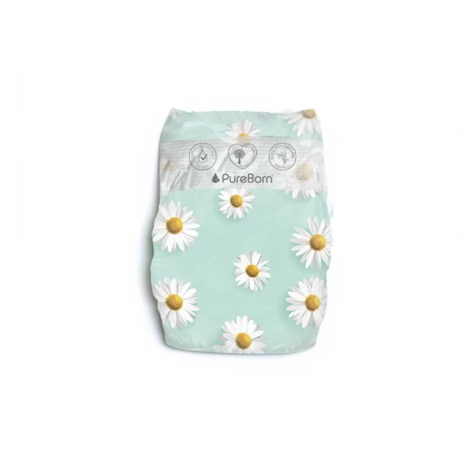 Pure Born Organic Nappies Single Pack, Daisy Design, Size 5, 11-18 Kg, 22 Pieces - PureBorn - Image 4