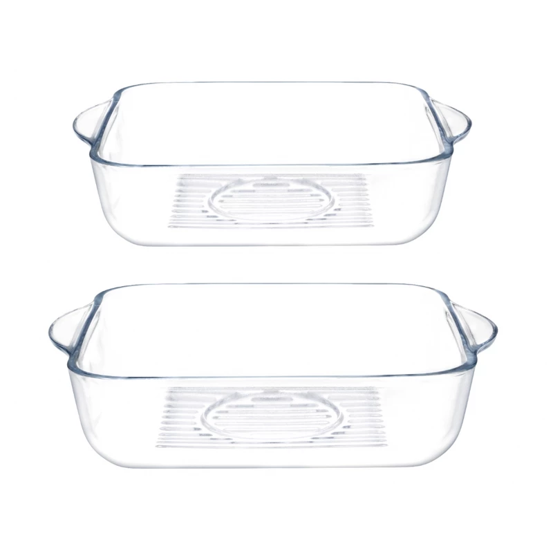 Madame Coco Savona 2-piece Square Glass Baking Tray Set With Grill - Madame COCO