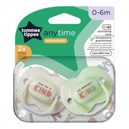 Tommee Tippee Anytime Soother, 0-6m, 2 Pieces, Green