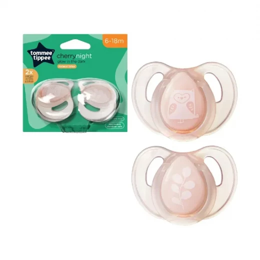 Tommee Tippee Glow in the Dark Soother 2pack, Pink Color