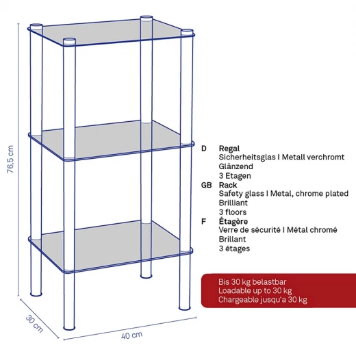 Kela Lars Shelving Unit With 3 Shelves, Silver - Kela - Image 4