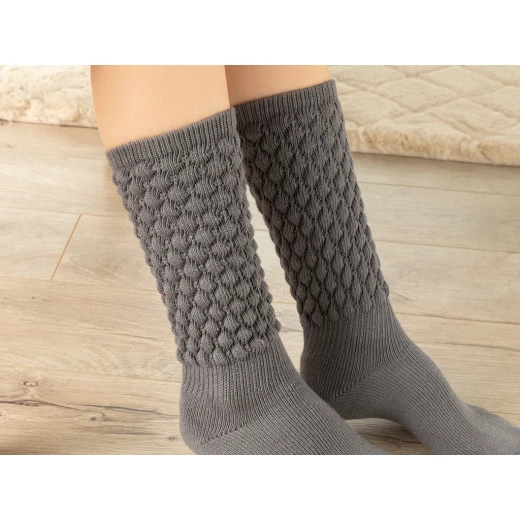 جوارب نسائية قطن بونبون ، 36-40 ، رمادي من انجلش هوم جوارب نسائية قطن بونبون ، 36-40 ، رمادي من انجلش هوم