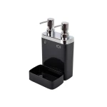 Primanova Viva Double Liquid Soap Dispenser with Spong Dish, Black Color - Primanova