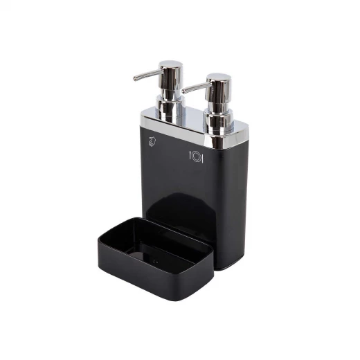 Primanova Viva Double Liquid Soap Dispenser with Spong Dish, Black Color Primanova Viva Double Liquid Soap Dispenser with Spong Dish, Black Color