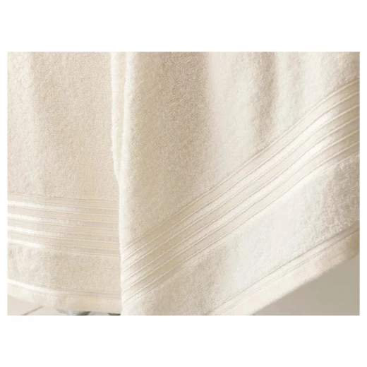 طقم مناشف حمام مخططة رومانسية, لون بيج فاتح, 50*85 + 70 150 سم, قطعتان من انجلش هوم - انجلش هوم - Image 2