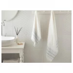 طقم مناشف حمام ريترو مخطط, لون بيج فاتح وازرق, 50*85 + 70 150 سم, قطعتان من انجلش هوم - انجلش هوم