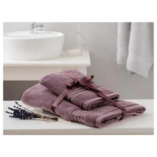طقم مناشف حمام مخططة رومانسية فيلوسيل, لون بنفسجي, 50*85 + 70 150 سم, قطعتان من انجلش هوم طقم مناشف حمام مخططة رومانسية فيلوسيل, لون بنفسجي, 50*85 + 70 150 سم, قطعتان من انجلش هوم