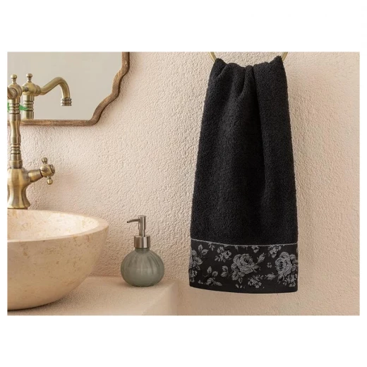 منشفة وجه روز بيل, لون اسود, 50*70 سم من انجلش هوم منشفة وجه روز بيل, لون اسود, 50*70 سم من انجلش هوم