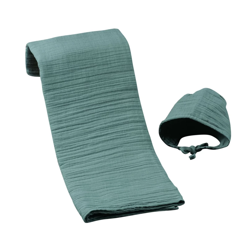 Elmalella Mira Blanket & Hat Set, Green Color - Elmalella