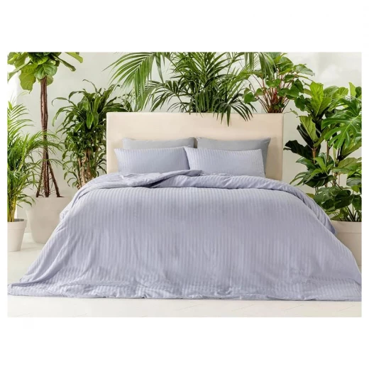 طقم غطاء لحاف كريستال حريري بحجم كينغ, لون ازرق, 220* 240 سم, 4 قطع من انجلش هوم