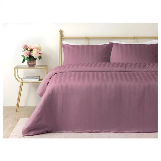 طقم غطاء لحاف مخطط من الساتان والقطن بحجم كينغ, لون بنفسجي, 220* 240 سم, 4 قطع من انجلش هوم طقم غطاء لحاف مخطط من الساتان والقطن بحجم كينغ, لون بنفسجي, 220* 240 سم, 4 قطع من انجلش هوم