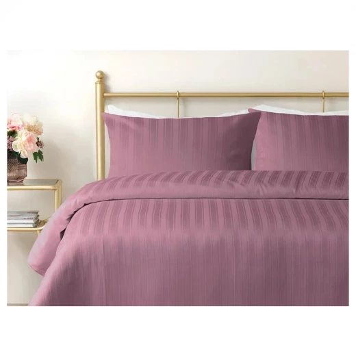 طقم غطاء لحاف مخطط من الساتان والقطن بحجم كينغ, لون بنفسجي, 220* 240 سم, 4 قطع من انجلش هوم - انجلش هوم - Image 2
