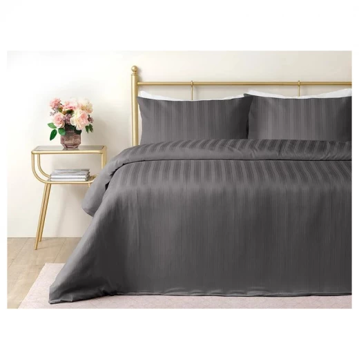 طقم غطاء لحاف مزدوج ساتان قطني مخطط ليور, لون اسود, 200* 220 سم, 4 قطع من انجلش هوم طقم غطاء لحاف مزدوج ساتان قطني مخطط ليور, لون اسود, 200* 220 سم, 4 قطع من انجلش هوم