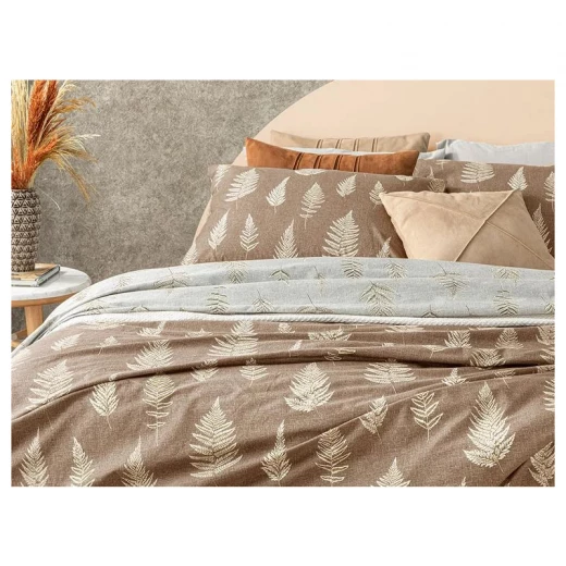 طقم غطاء لحاف مزدوج من القطن, لون بني, 200* 220 سم, 3 قطع من انجلش هوم - انجلش هوم - Image 2