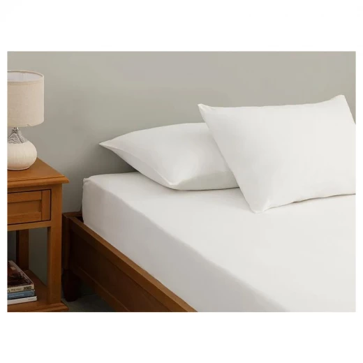 طقم شرشف سرير قطن مزدوج مطاطي مسطح, لون ابيض, 160*200 سم من انجلش هوم طقم شرشف سرير قطن مزدوج مطاطي مسطح, لون ابيض, 160*200 سم من انجلش هوم