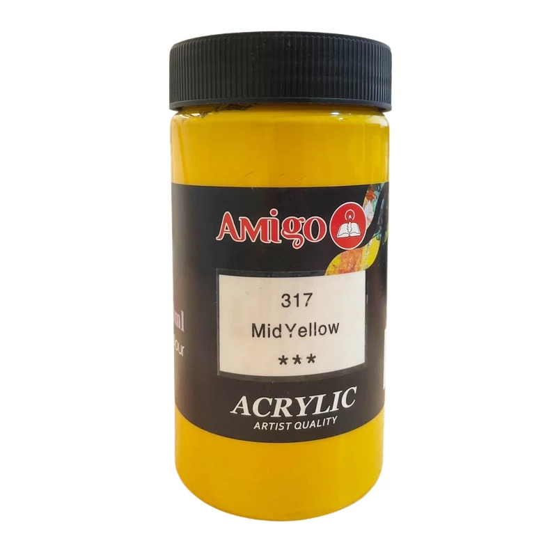 Amigo Acrylic Color, 317 Mid Yellow, 300 Ml - Amigo
