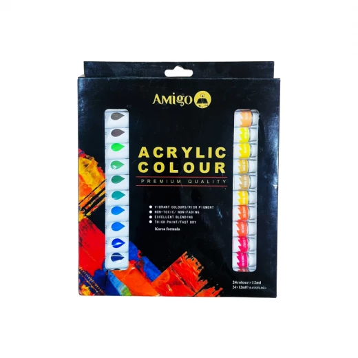 Amigo Acrylic Colors,12 ml, 24 Pieces Amigo Acrylic Colors,12 ml, 24 Pieces